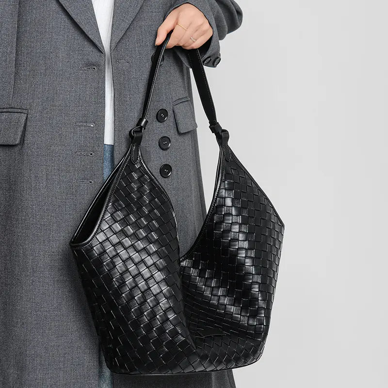 schultertasche damen leder schwarz