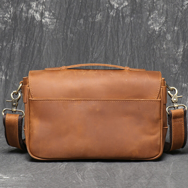 Vintage DSLR Kameratasche aus Leder für Kamera und 2 Objektive Umhängetasche Herren