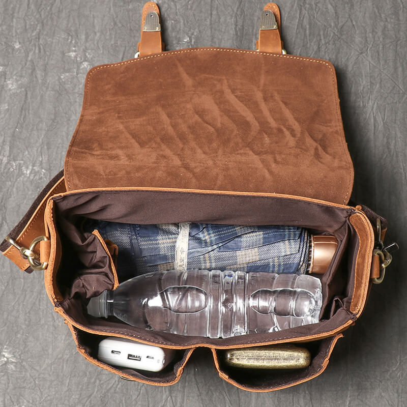 Vintage DSLR Kameratasche aus Leder für Kamera und 2 Objektive Umhängetasche Herren