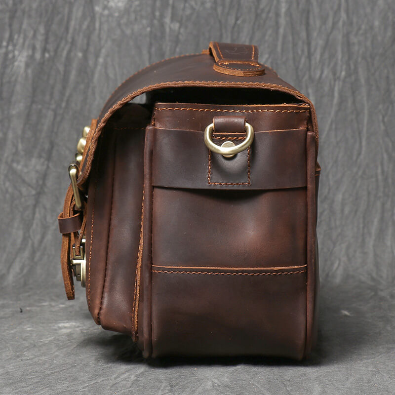 Vintage DSLR Kameratasche aus Leder für Kamera und 2 Objektive Umhängetasche Herren