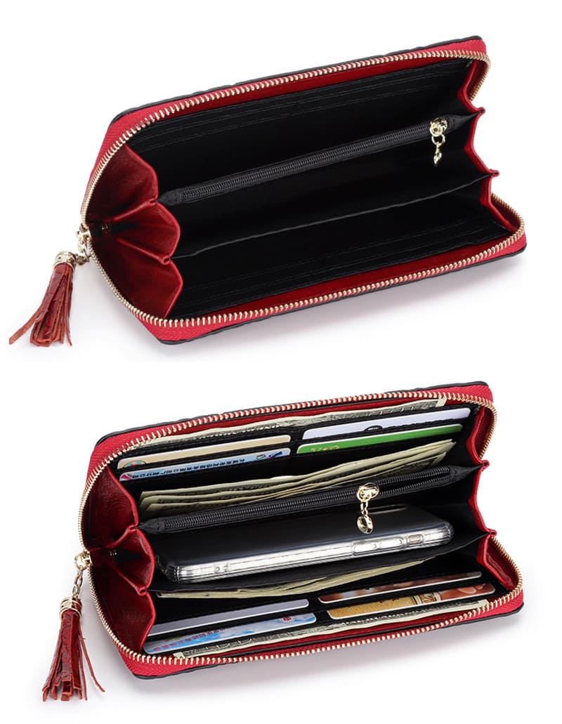 Vintage Geldbörse Damen lang Portemonnaie Reißverschluss mit Blumen