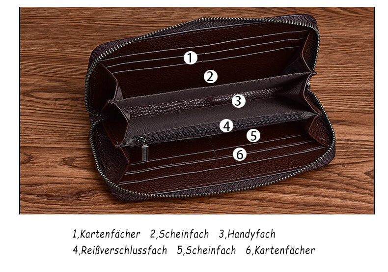 Vintage Geldbörse Damen Leder Lang Portemonnaie Blumen mit viele Kartenfächer