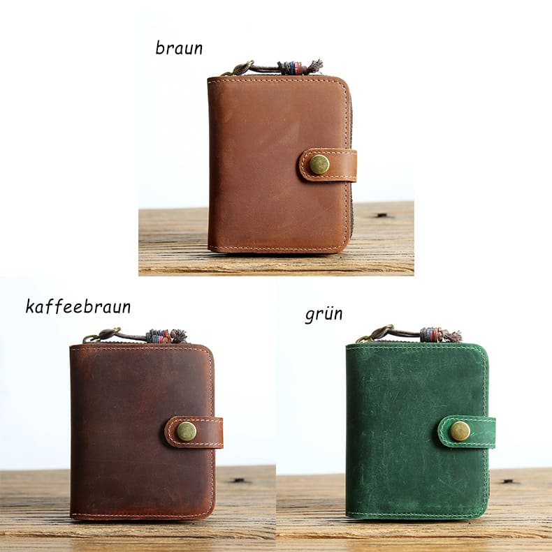 Vintage Geldbörse Herren Leder Geldbeutel Portemonnaie für Hosentasche