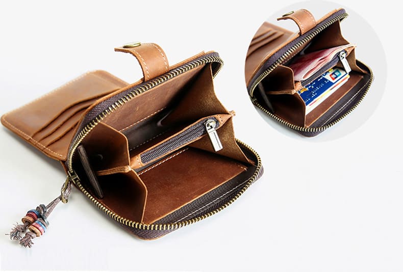 Vintage Geldbörse Herren Leder Geldbeutel Portemonnaie für Hosentasche