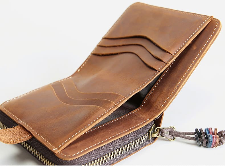 Vintage Geldbörse Herren Leder Geldbeutel Portemonnaie für Hosentasche