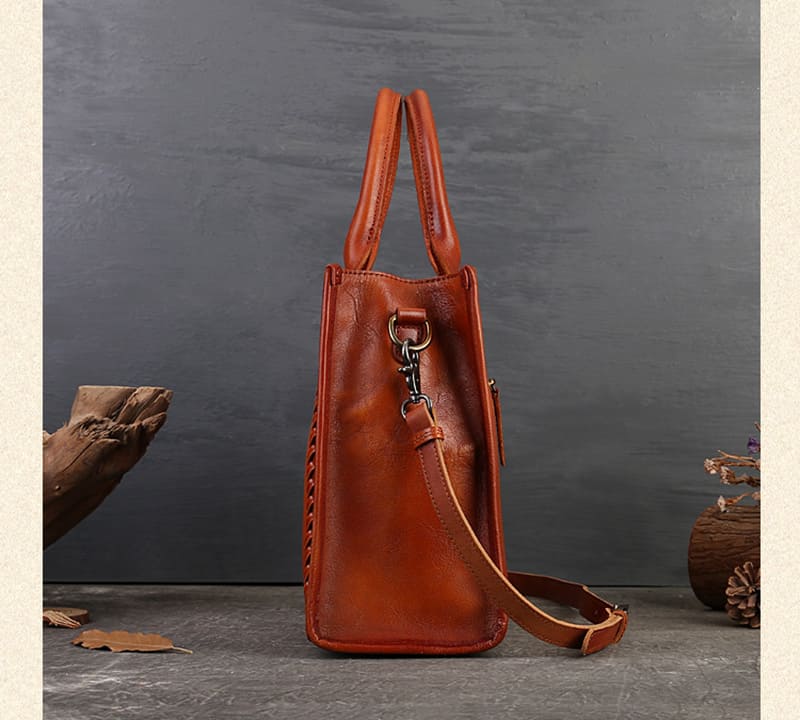 Vintage Handtasche Damen Leder Umhängetasche mit Griff in 3 Farben