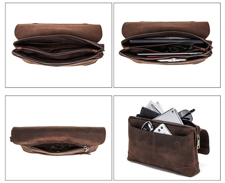 Vintage Herren Clutch Leder Dokumententasche Handtasche Männer