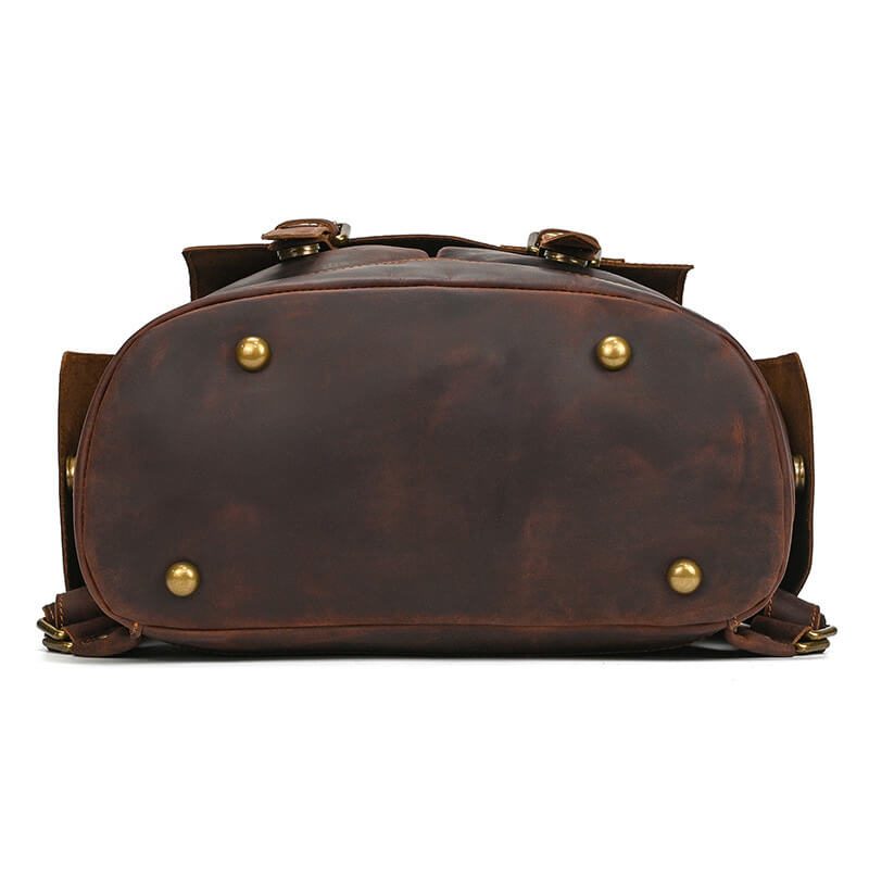 Vintage Herren Rucksack Crazy Horse Leder mit kordelzug und Laptopfach
