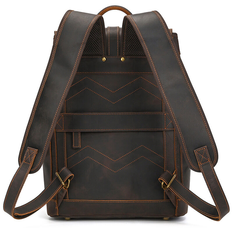 Vintage Herren Rucksack Crazy Horse Leder mit kordelzug und Laptopfach