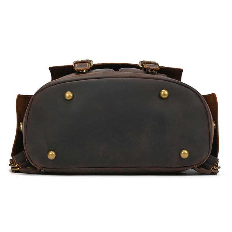 Vintage Herren Rucksack Crazy Horse Leder mit kordelzug und Laptopfach