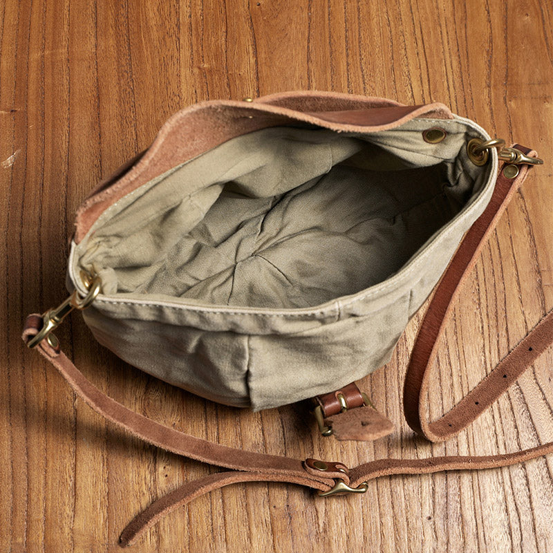 Vintage Herren Umhängetasche Canvas und Leder für Alltag Herrentasche