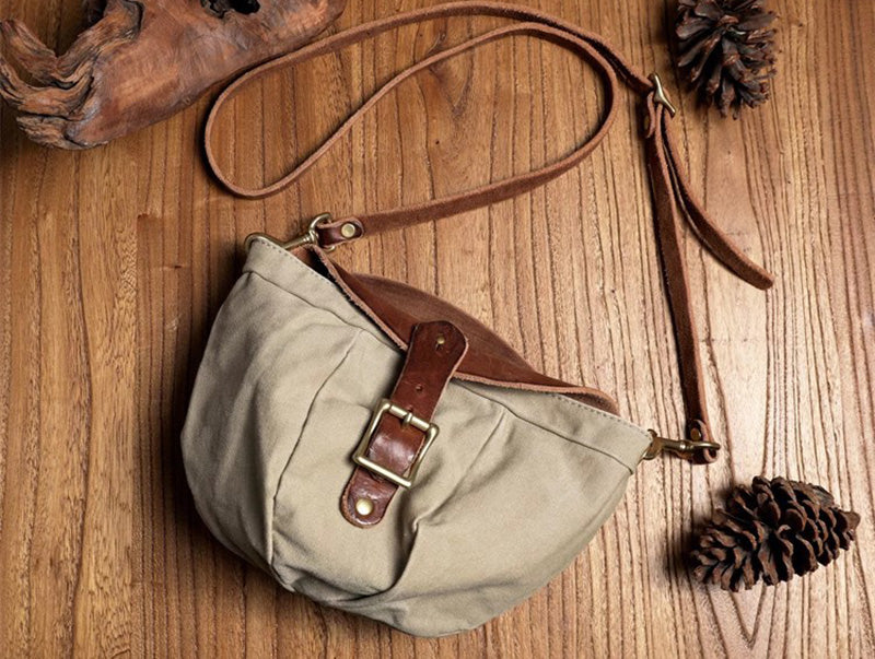 Vintage Herren Umhängetasche Canvas und Leder für Alltag Herrentasche