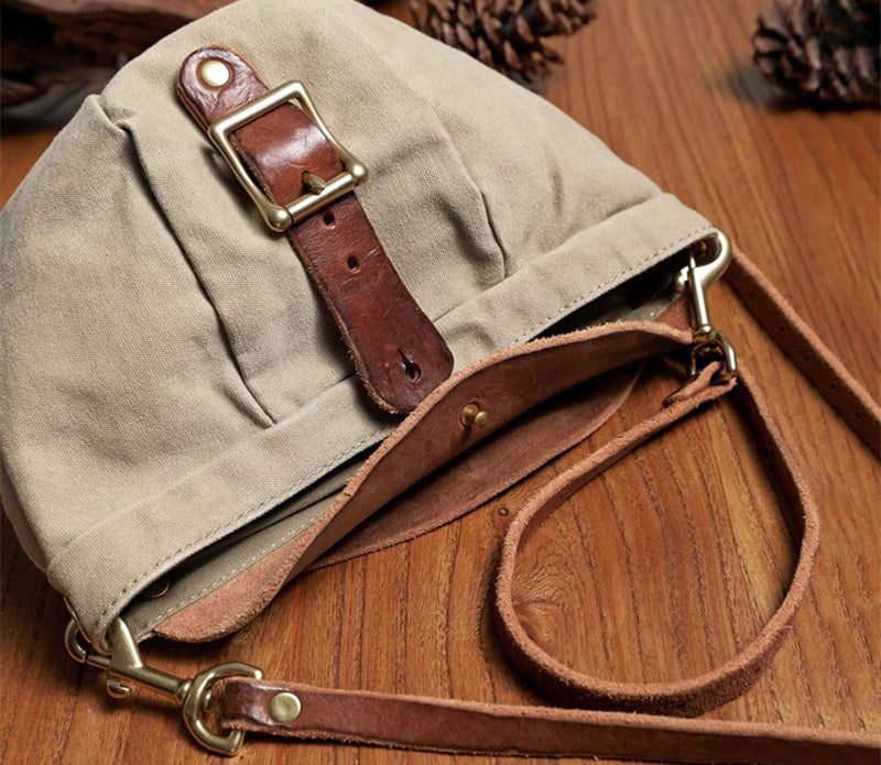 Vintage Herren Umhängetasche Canvas und Leder für Alltag Herrentasche