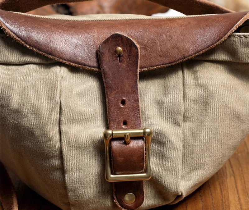 Vintage Herren Umhängetasche Canvas und Leder für Alltag Herrentasche