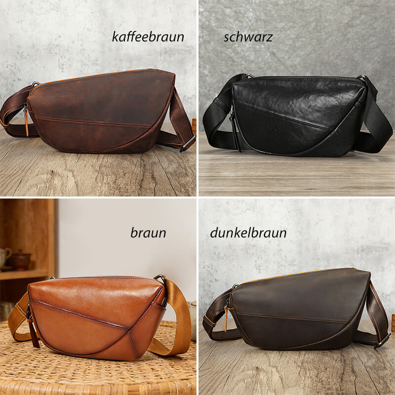 Vintage Herren Umhängetasche Leder Brusttasche in 4 Farben für Freizeit