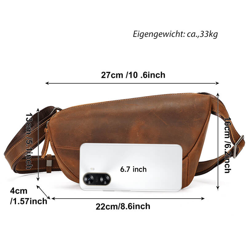 Vintage Herren Umhängetasche Leder Brusttasche in 4 Farben für Freizeit