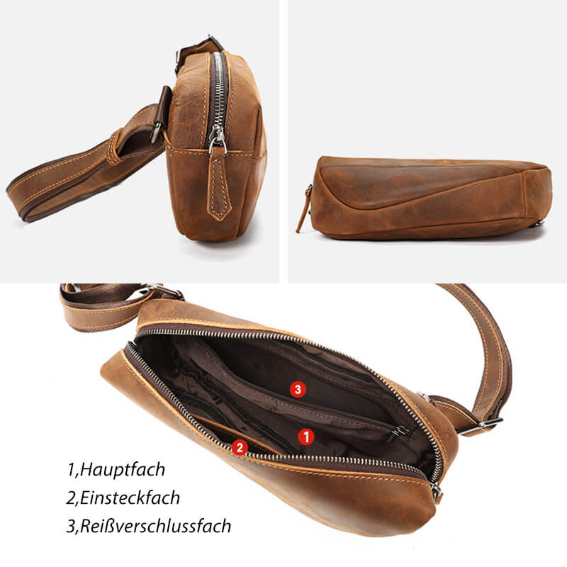 Vintage Herren Umhängetasche Leder Brusttasche in 4 Farben für Freizeit