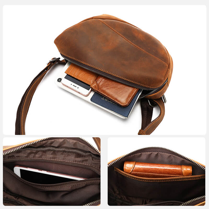 Vintage Herren Umhängetasche Leder Brusttasche in 4 Farben für Freizeit