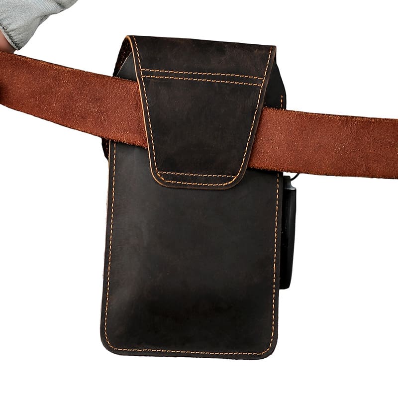 Vintage kleine Handytasche Herren Gürteltasche Leder Hüfttasche