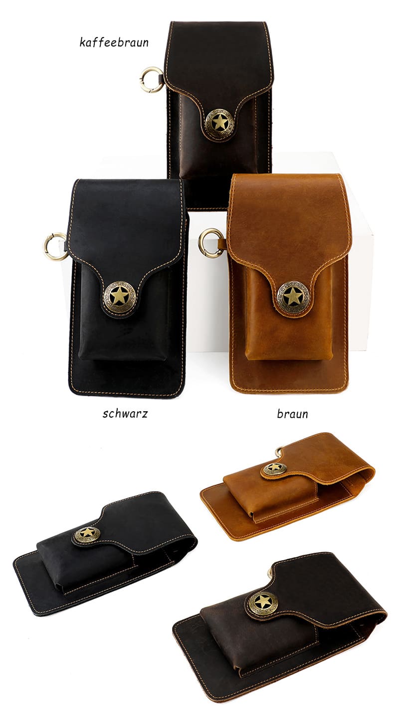 Vintage kleine Handytasche Herren Gürteltasche Leder Hüfttasche