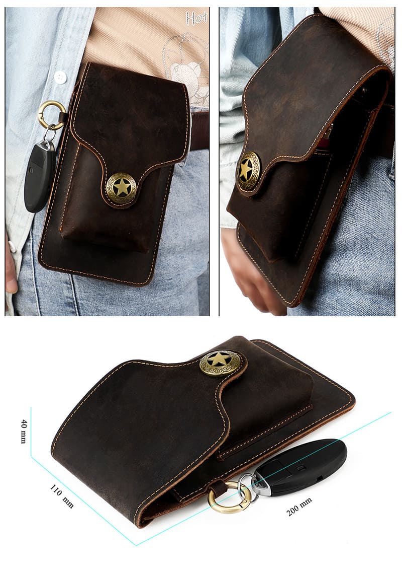 Vintage kleine Handytasche Herren Gürteltasche Leder Hüfttasche
