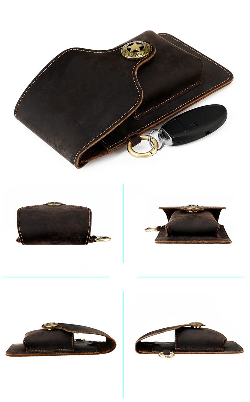 Vintage kleine Handytasche Herren Gürteltasche Leder Hüfttasche