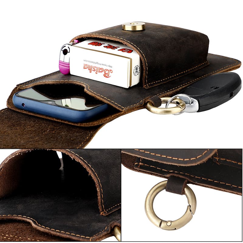 Vintage kleine Handytasche Herren Gürteltasche Leder Hüfttasche