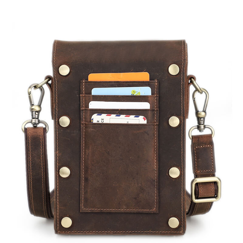 Vintage kleine Herren Umhängetasche Leder Handytasche Männer für Handy