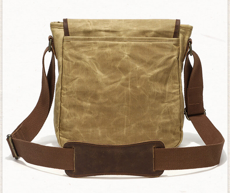 Vintage kleine Umhängetasche Herren aus gewachstem Canvas und Leder für Schule und Alltag