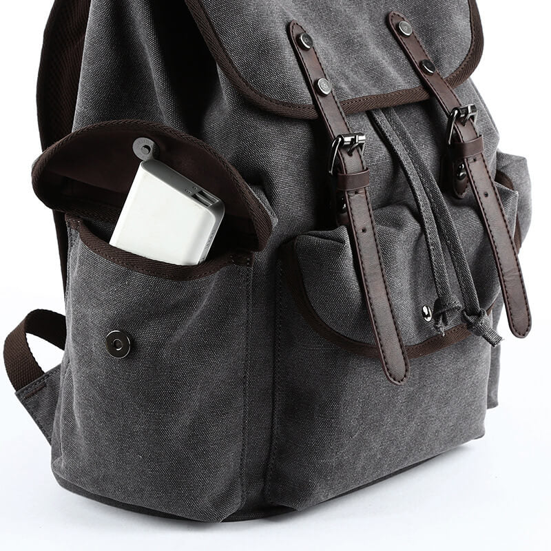 Vintage Rucksack Herren Canvas für Uni Reiserucksack Laptopfach Outdoor
