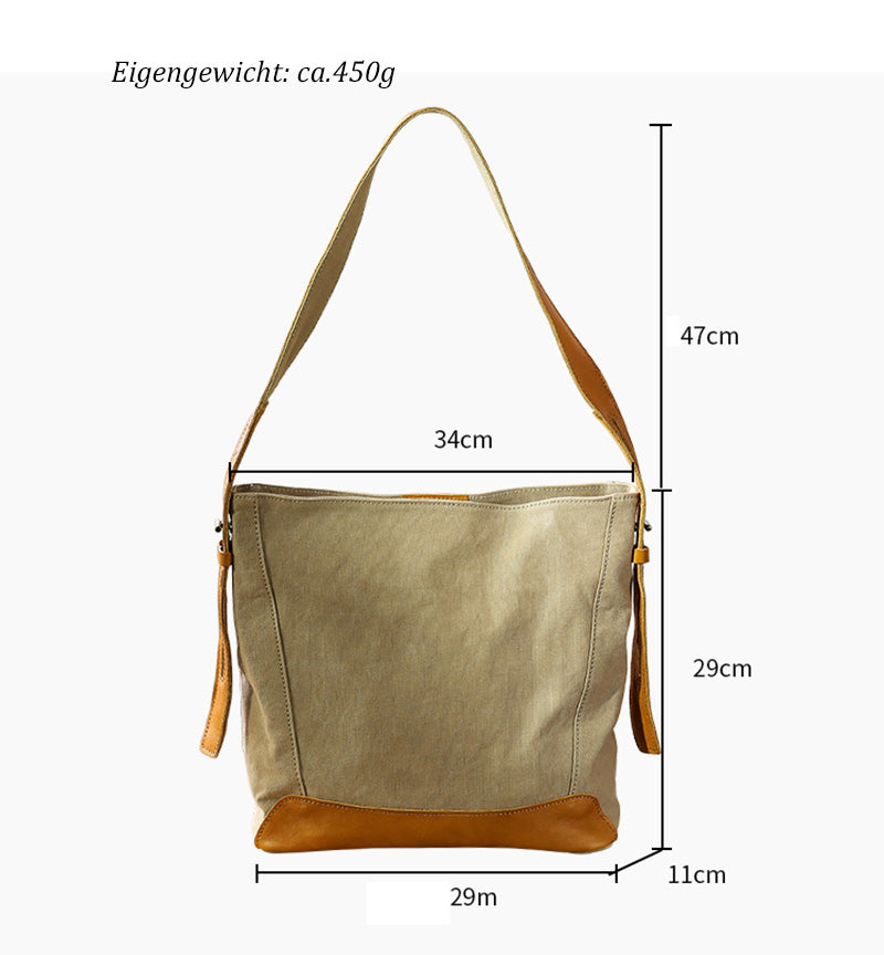 Vintage Schultertasche Damen Canvas Tote Tasche Segeltuch
