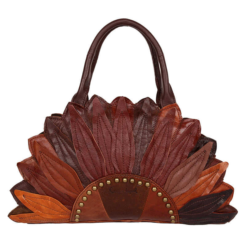 Vintage Schultertasche Damen Leder Blumenform Handtasche