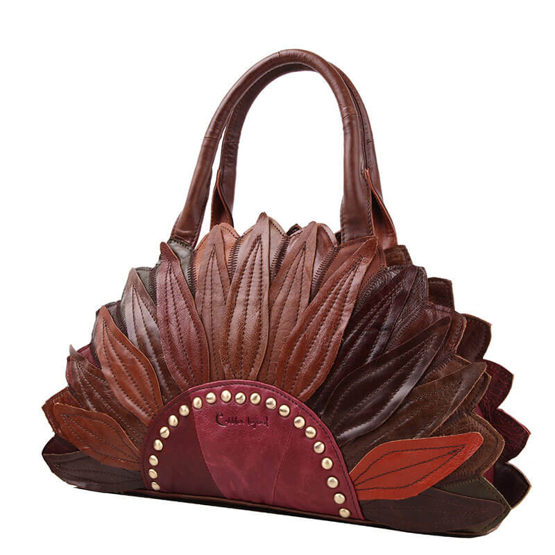 Vintage Schultertasche Damen Leder Blumenform Handtasche