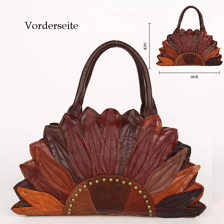 Vintage Schultertasche Damen Leder Blumenform Handtasche