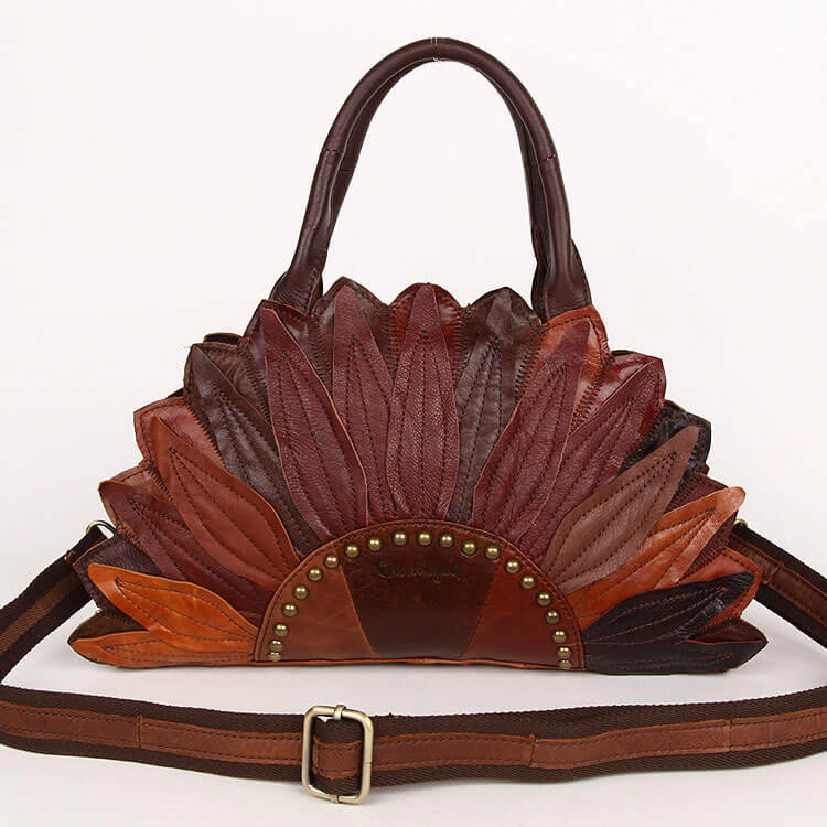Vintage Schultertasche Damen Leder Blumenform Handtasche