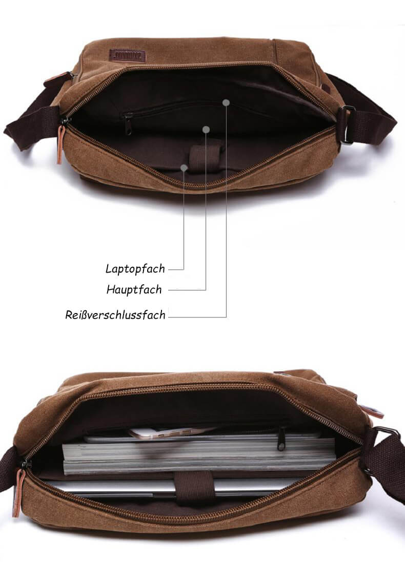 Vintage Umhängetasche aus Canvas Herren für Alltag und Business