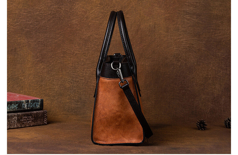 Vintage Umhängetasche aus leder für Damen Handtasche Mittelgroß