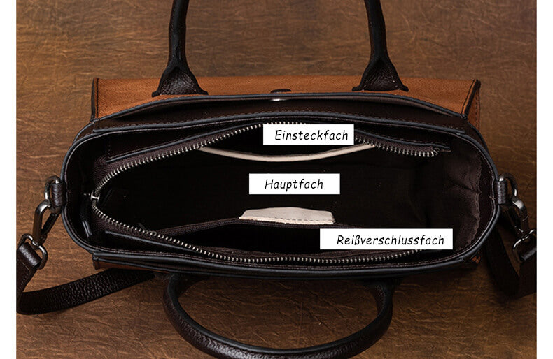 Vintage Umhängetasche aus leder für Damen Handtasche Mittelgroß