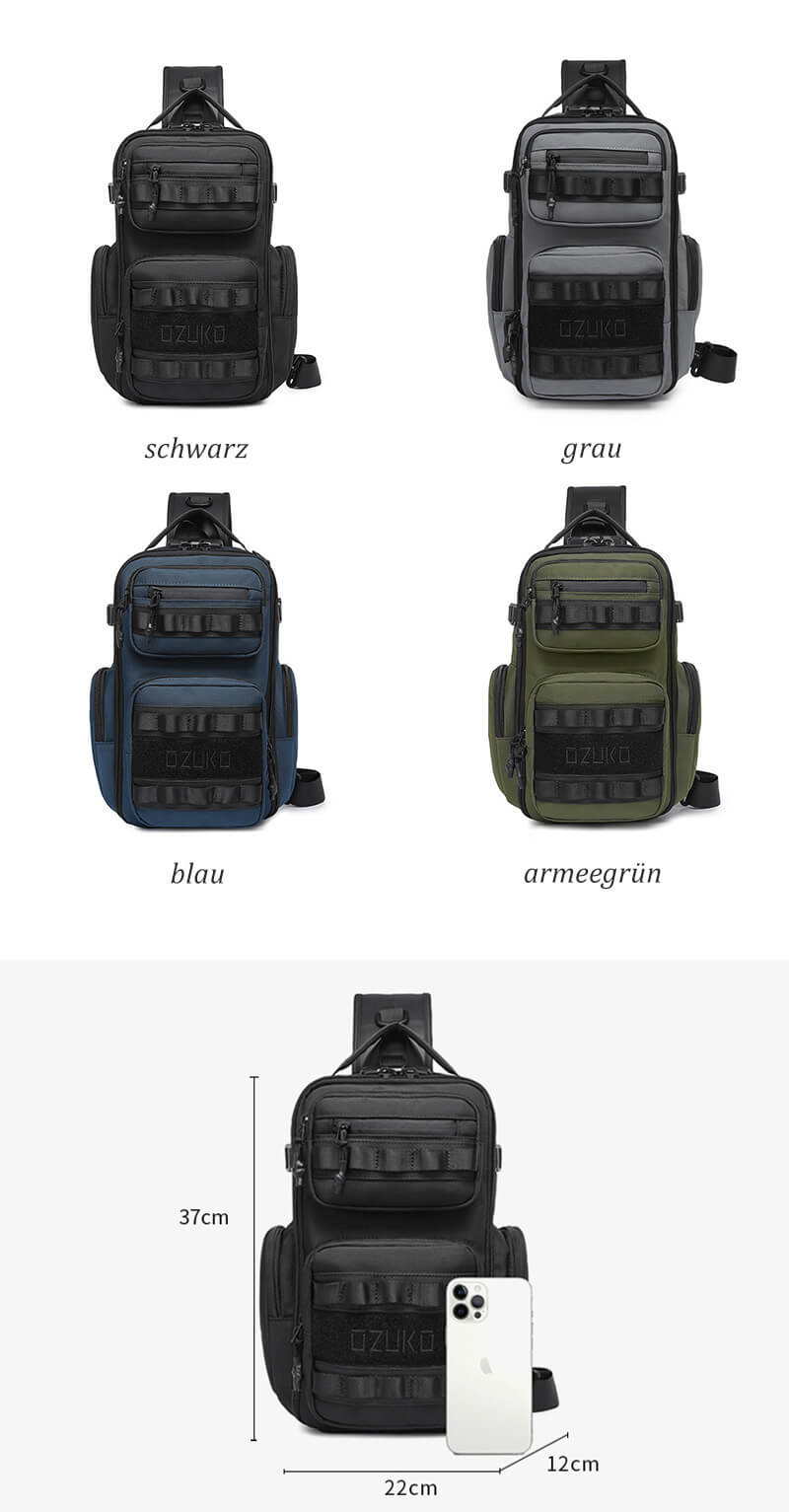 wasserdicht Brustbeutel Oxford Brusttasche Herren Outdoor Rucksack mit 1 Gurt