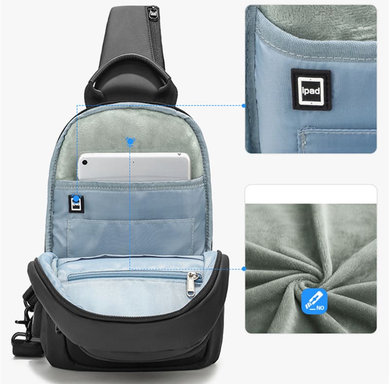 wasserdichte Herren Brusttasche Brustbeutel Herren Oxford reflektierender Rucksack mit 1 Gurt