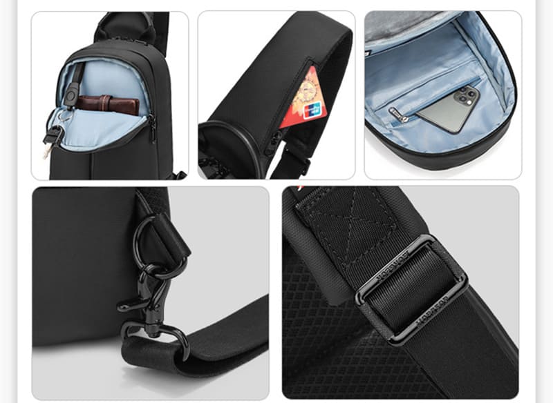 wasserdichte Herren Brusttasche Brustbeutel Herren Oxford reflektierender Rucksack mit 1 Gurt