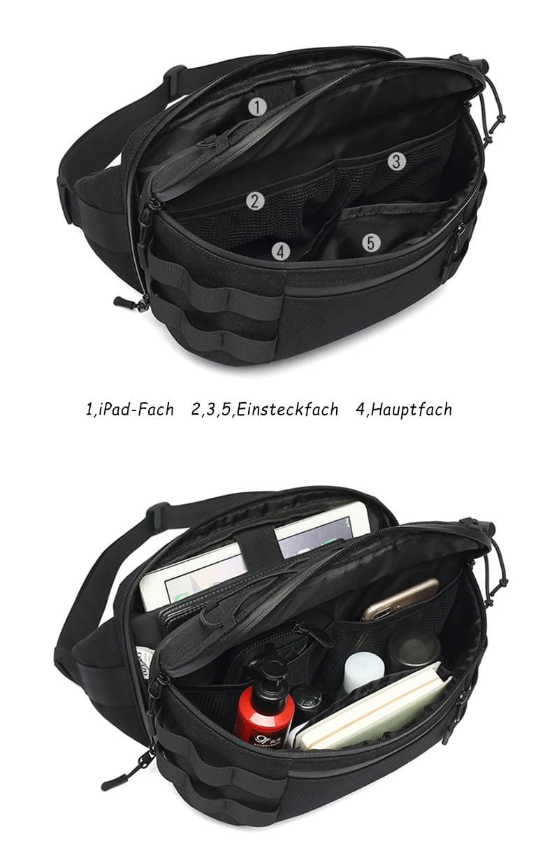 wasserdichte Hüfttasche Oxford Herren Brusttasche outdoor mit vielen Fächern