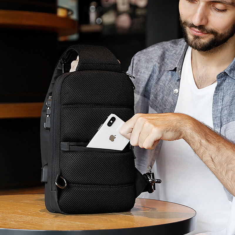 wasserdichte Männer Brusttasche aus Oxford Brustbeutel diebstahlsicher
