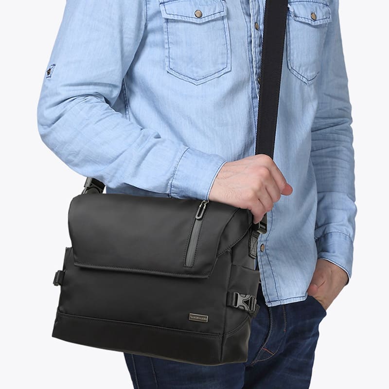 wasserdichte Umhängetasche Herren Oxford schwarz mit Reißverschluss