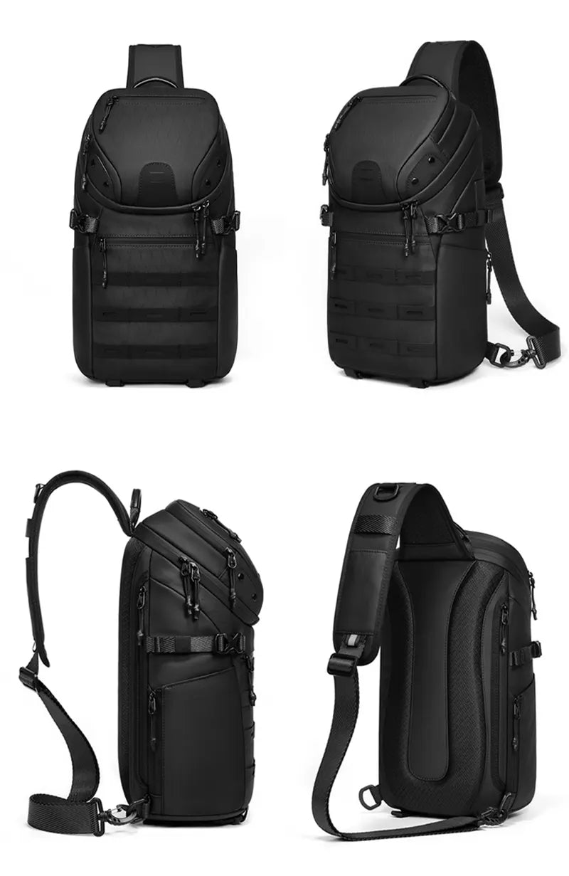 wasserdichte Herren Sling Bag Brusttasche Oxford Rucksack mit 1 Gurt