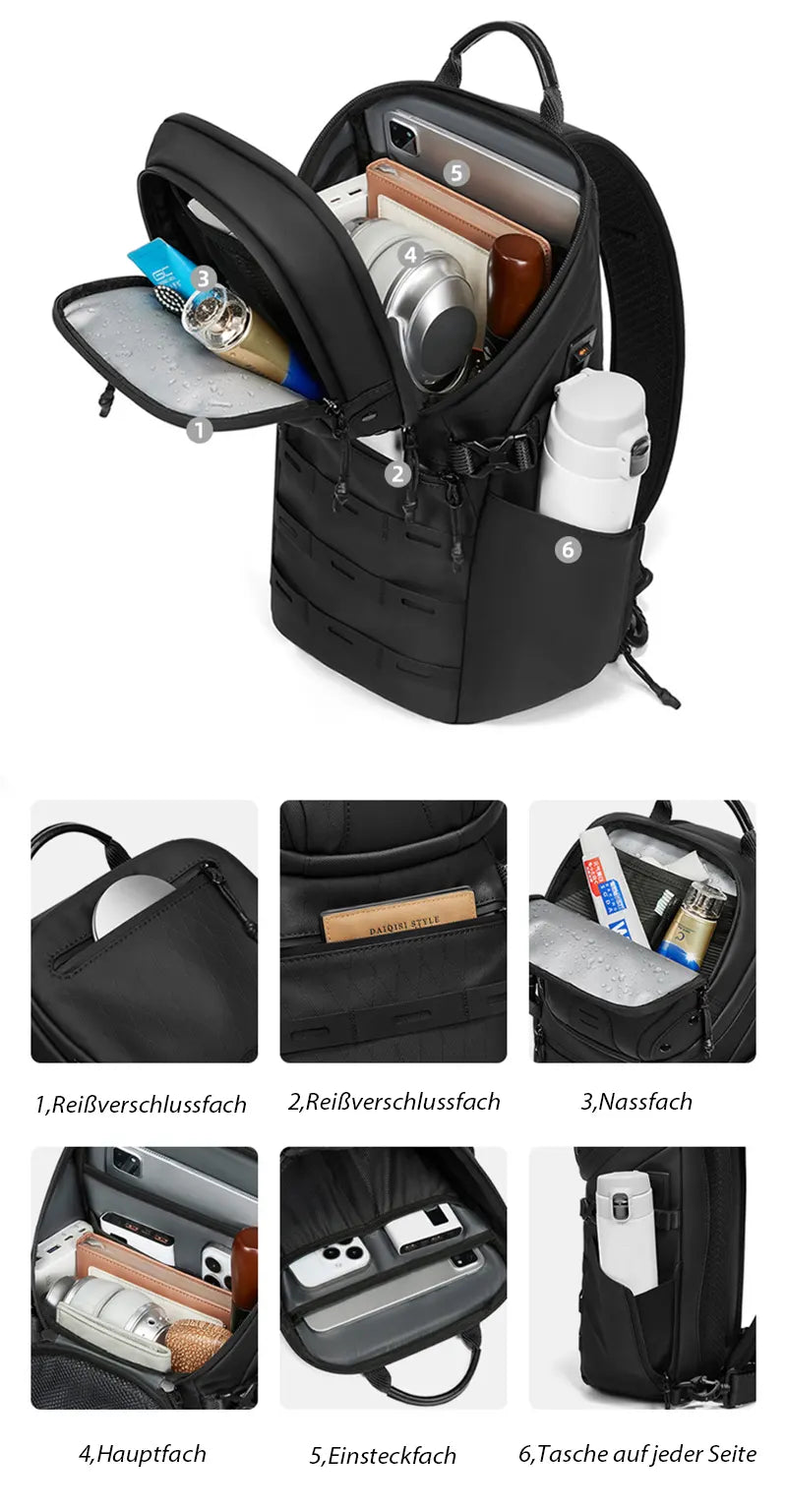 wasserdichte Herren Sling Bag Brusttasche Oxford Rucksack mit 1 Gurt