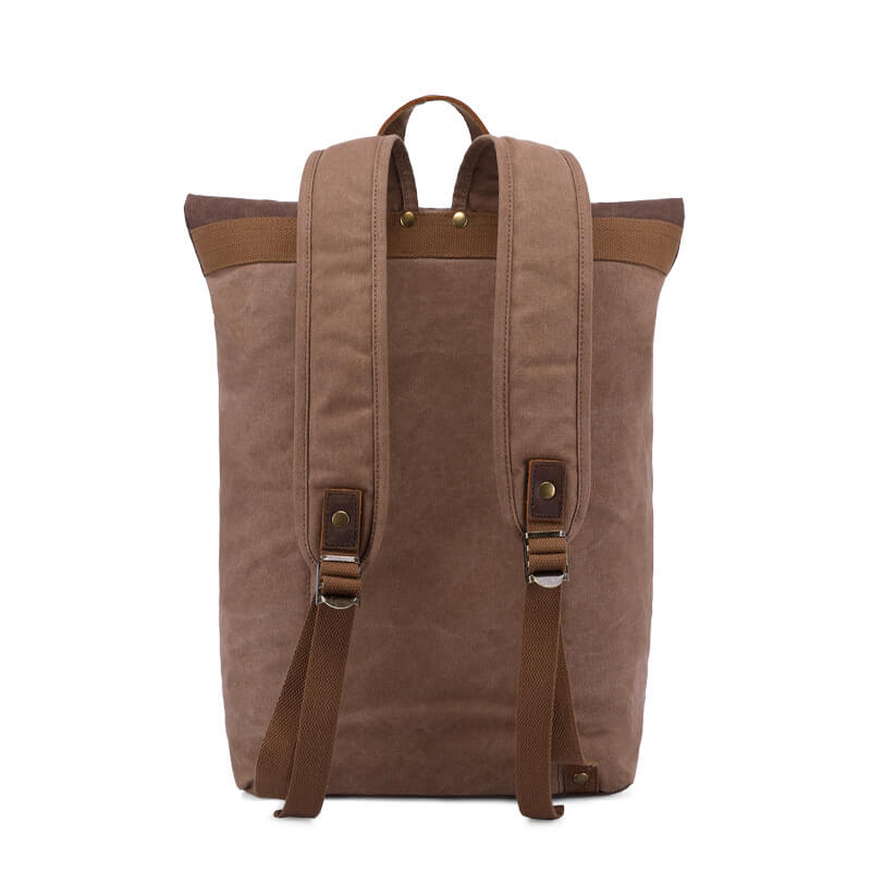 wasserdichter Kurierrucksack Herren Rucksack gewachstes Canvas mit Laptopfach und Rolltop