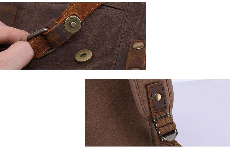 wasserdichter Kurierrucksack Herren Rucksack gewachstes Canvas mit Laptopfach und Rolltop