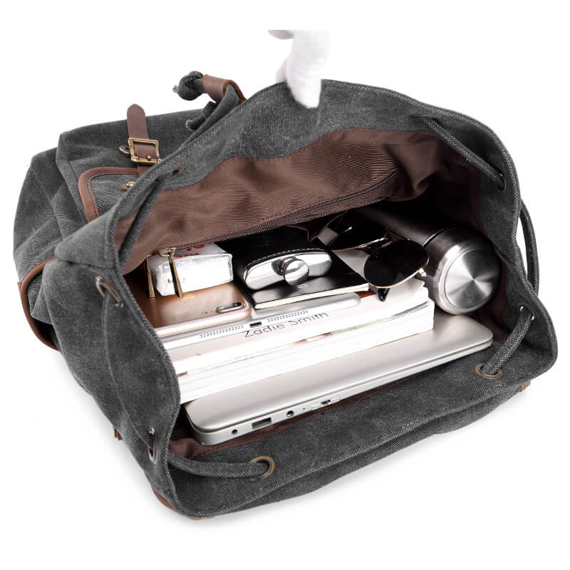 wasserdichter Outdoor Rucksack gewachstes Canvas retro Segeltuch mit Laptopfach für Schule und Sport