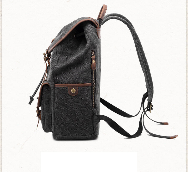 wasserdichter Outdoor Rucksack gewachstes Canvas retro Segeltuch mit Laptopfach für Schule und Sport